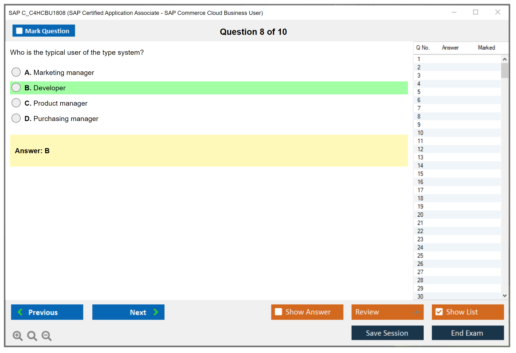 SAP C_C4HCBU1808 SAP Certified Application Associate - SAP Commerce Cloud Business User Practice test exam simulator test engine exam dumps questions answers Image 8