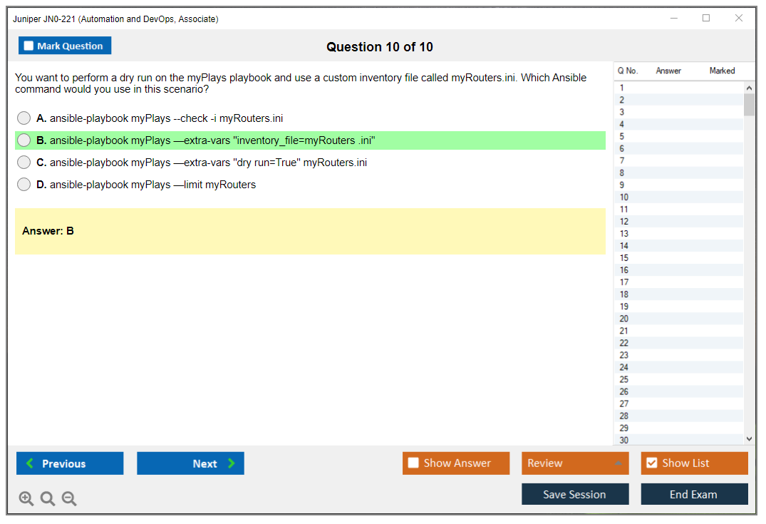 Juniper JN0-221 Automation and DevOps, Associate Practice test exam simulator test engine exam dumps questions answers Image 10