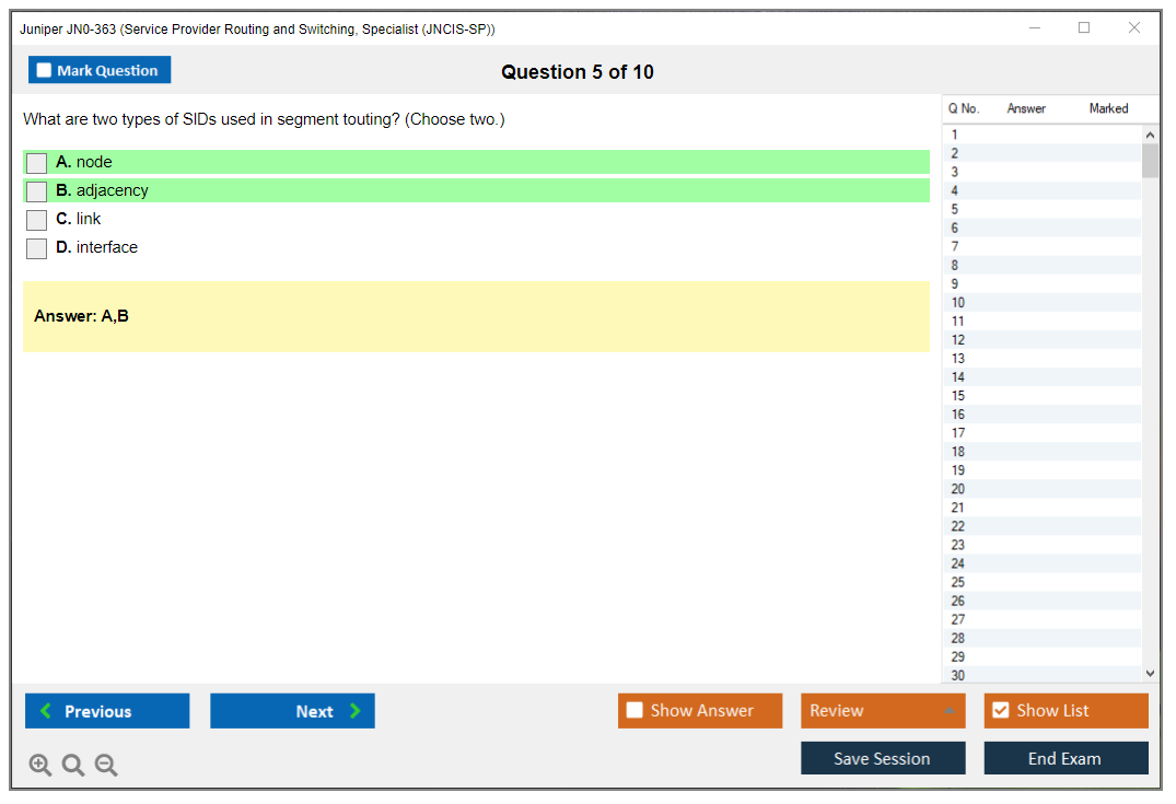 Juniper JN0-363 Service Provider Routing and Switching, Specialist (JNCIS-SP) Practice test exam simulator test engine exam dumps questions answers Image 5