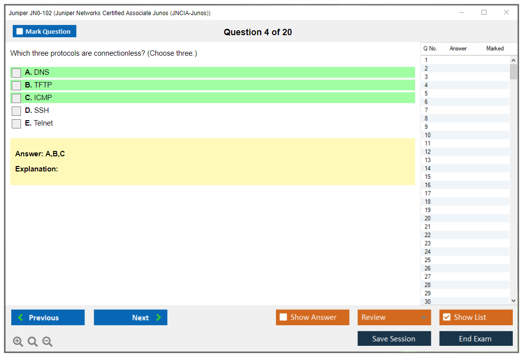 Juniper JN0-102 Juniper Networks Certified Associate Junos (JNCIA-Junos) Practice test exam simulator test engine exam dumps questions answers Image 4