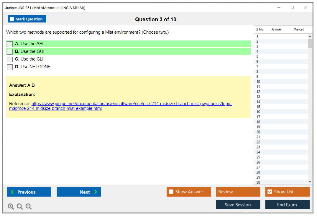 Juniper JN0-251 Mist AI - Associate (JNCIA-MistAI) Practice test exam simulator test engine exam dumps questions answers Image 3