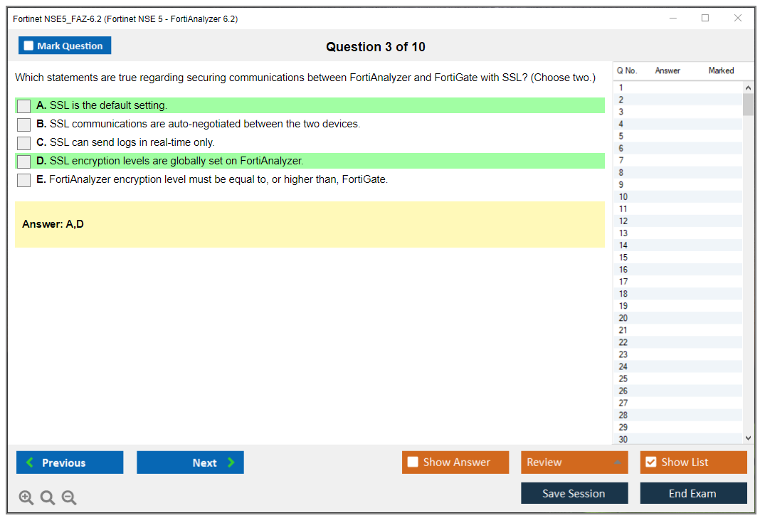 Fortinet NSE5_FAZ-6.2 Fortinet NSE 5 - FortiAnalyzer 6.2 Practice test exam simulator test engine exam dumps questions answers Image 3