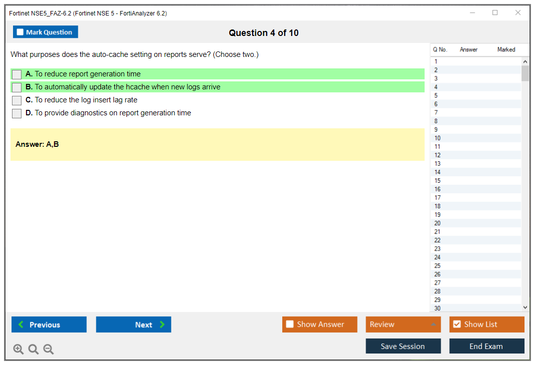 Fortinet NSE5_FAZ-6.2 Fortinet NSE 5 - FortiAnalyzer 6.2 Practice test exam simulator test engine exam dumps questions answers Image 4