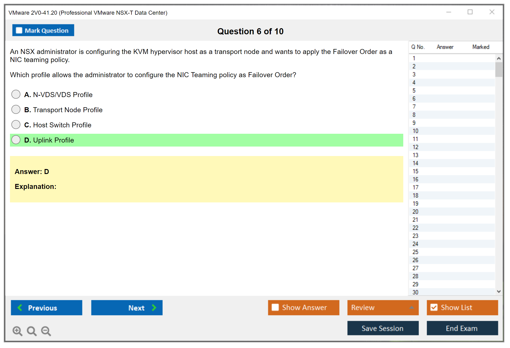 VMware 2V0-41.20 Professional VMware NSX-T Data Center Practice test exam simulator test engine exam dumps questions answers Image 6