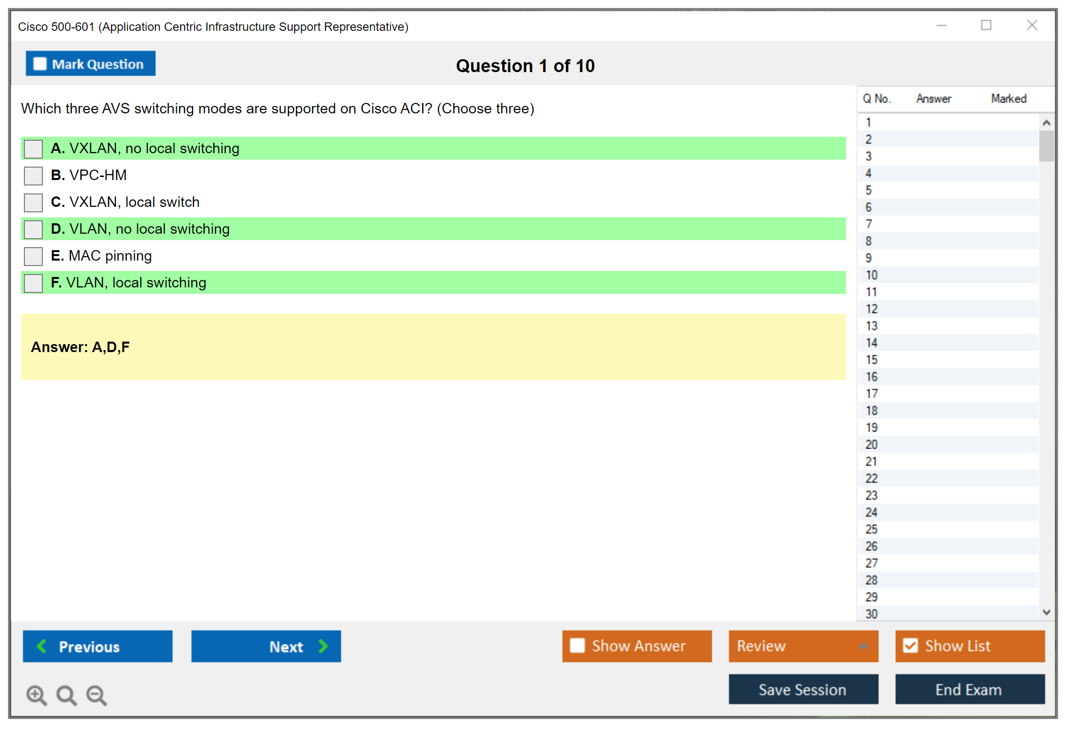 Cisco 500-601 Application Centric Infrastructure Support Representative Practice test exam simulator test engine exam dumps questions answers Image 1