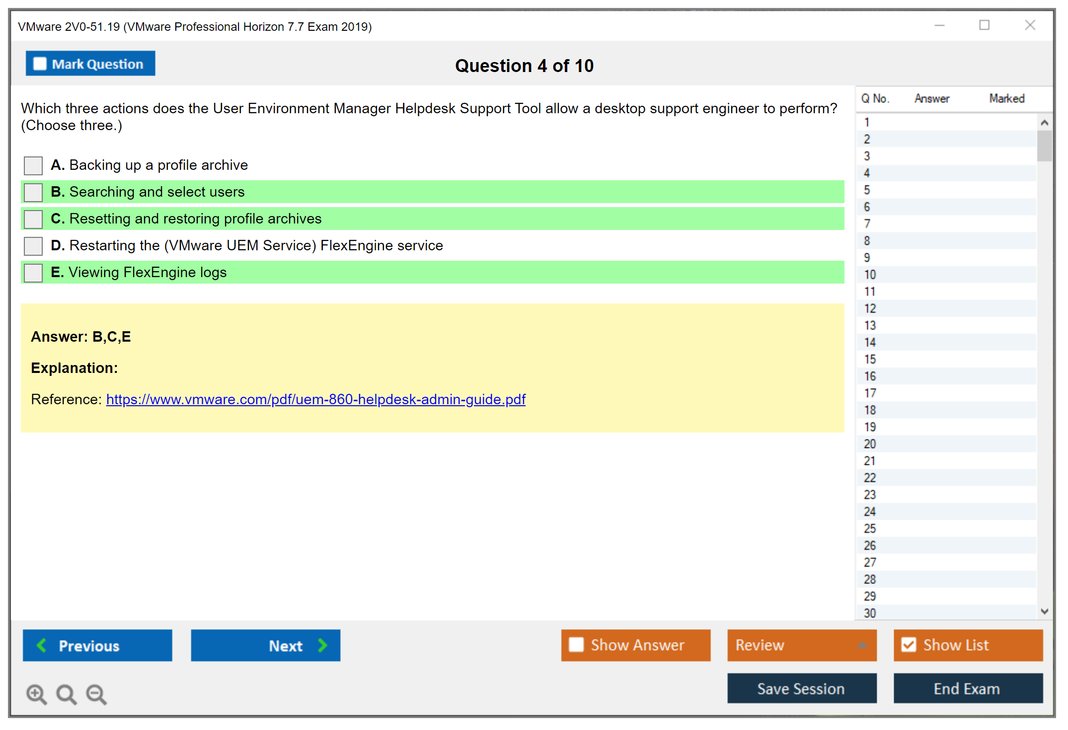 VMware 2V0-51.19 VMware Professional Horizon 7.7 Exam 2019 Practice test exam simulator test engine exam dumps questions answers Image 4