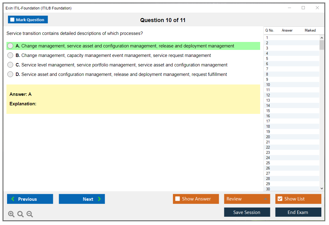 Exin ITIL-Foundation ITIL Foundation Certification - IT Service Management Practice test exam simulator test engine exam dumps questions answers Image 10