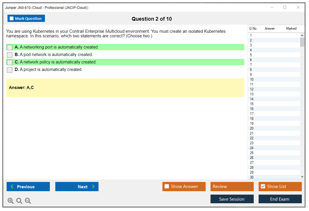 Juniper JN0-610 Cloud - Professional (JNCIP-Cloud) Practice test exam simulator test engine exam dumps questions answers Image 2