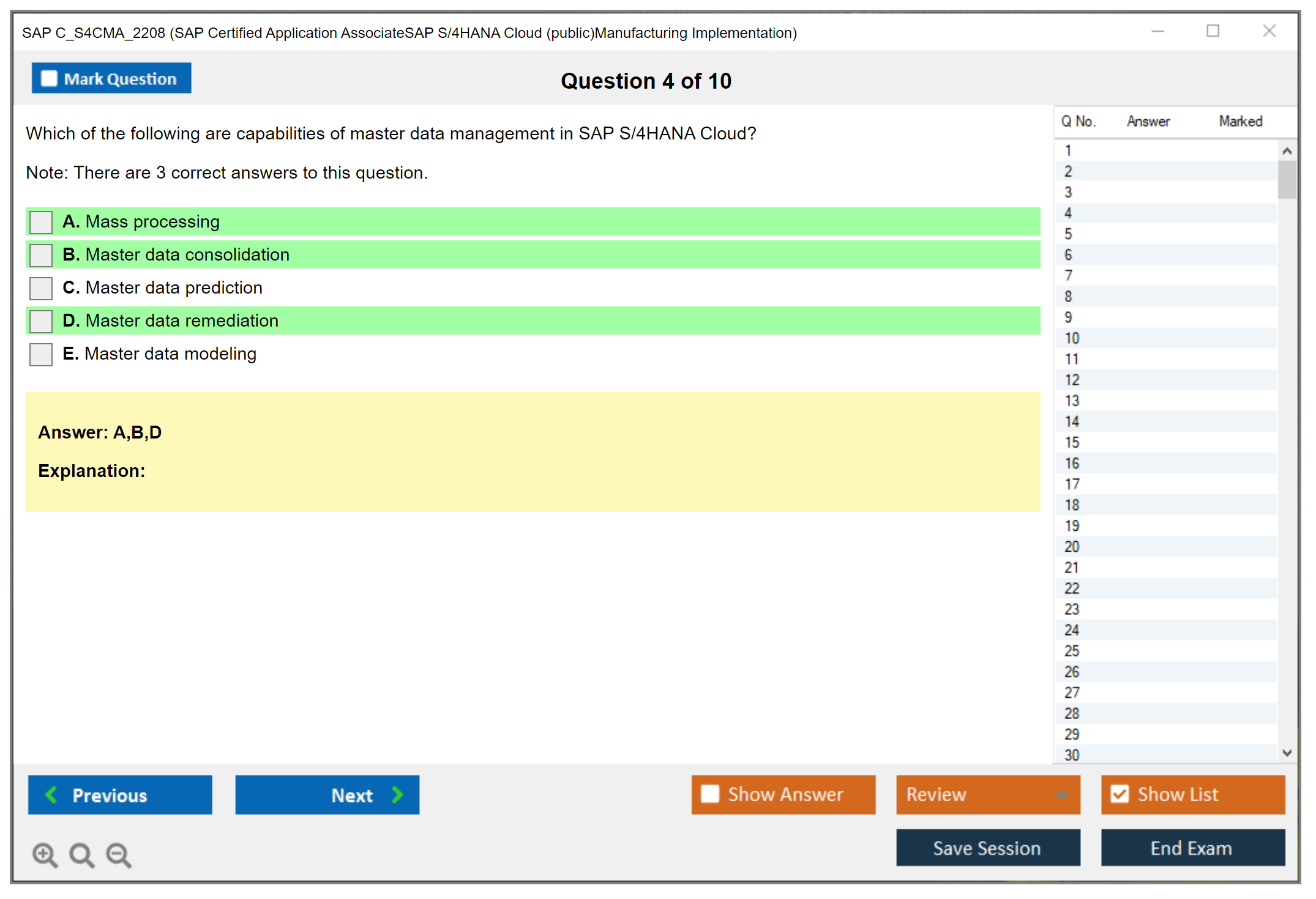 SAP C_S4CMA_2208 SAP Certified Application AssociateSAP S/4HANA Cloud (public)Manufacturing Implementation Practice test exam simulator test engine exam dumps questions answers Image 4