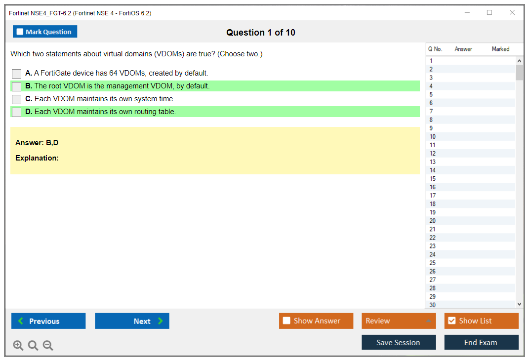 Fortinet NSE4_FGT-6.2 Fortinet NSE 4 - FortiOS 6.2 Practice test exam simulator test engine exam dumps questions answers Image 1
