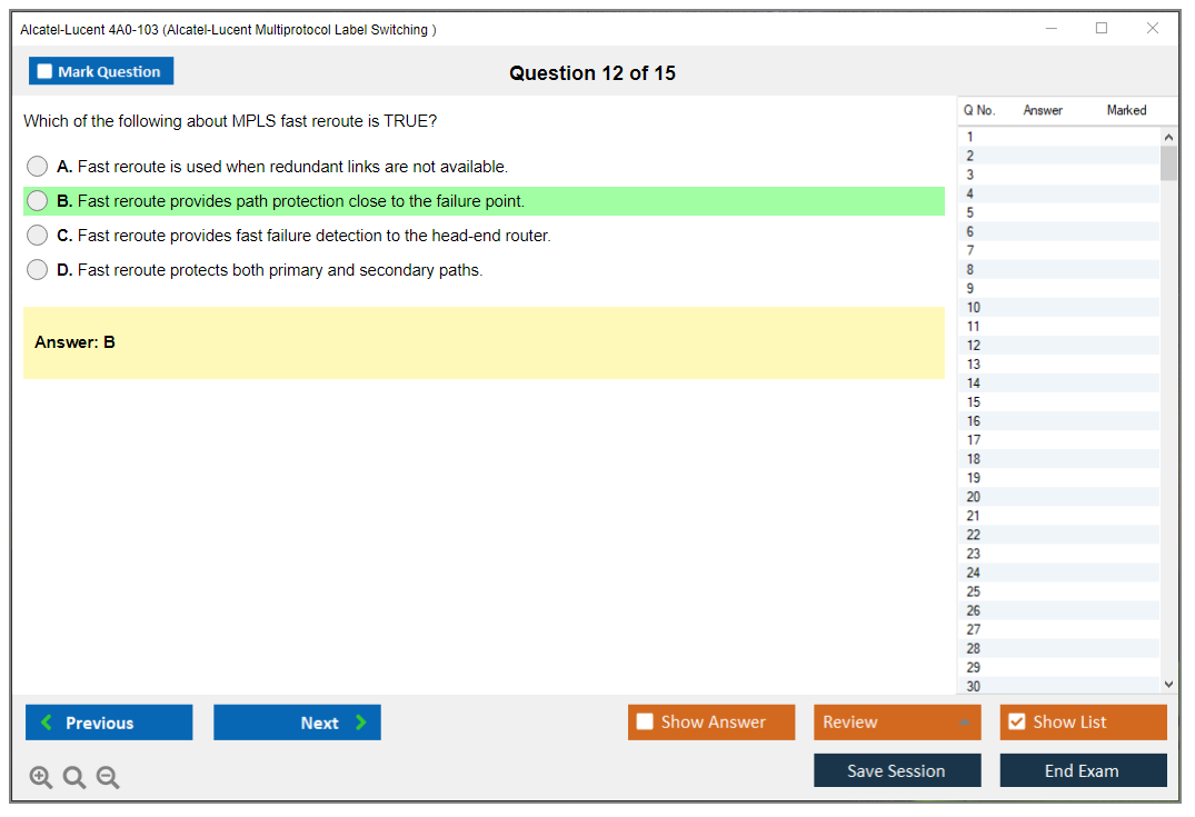 Alcatel-Lucent 4A0-103 Alcatel-Lucent Multi Protocol Label Switching Practice test exam simulator test engine exam dumps questions answers Image 12