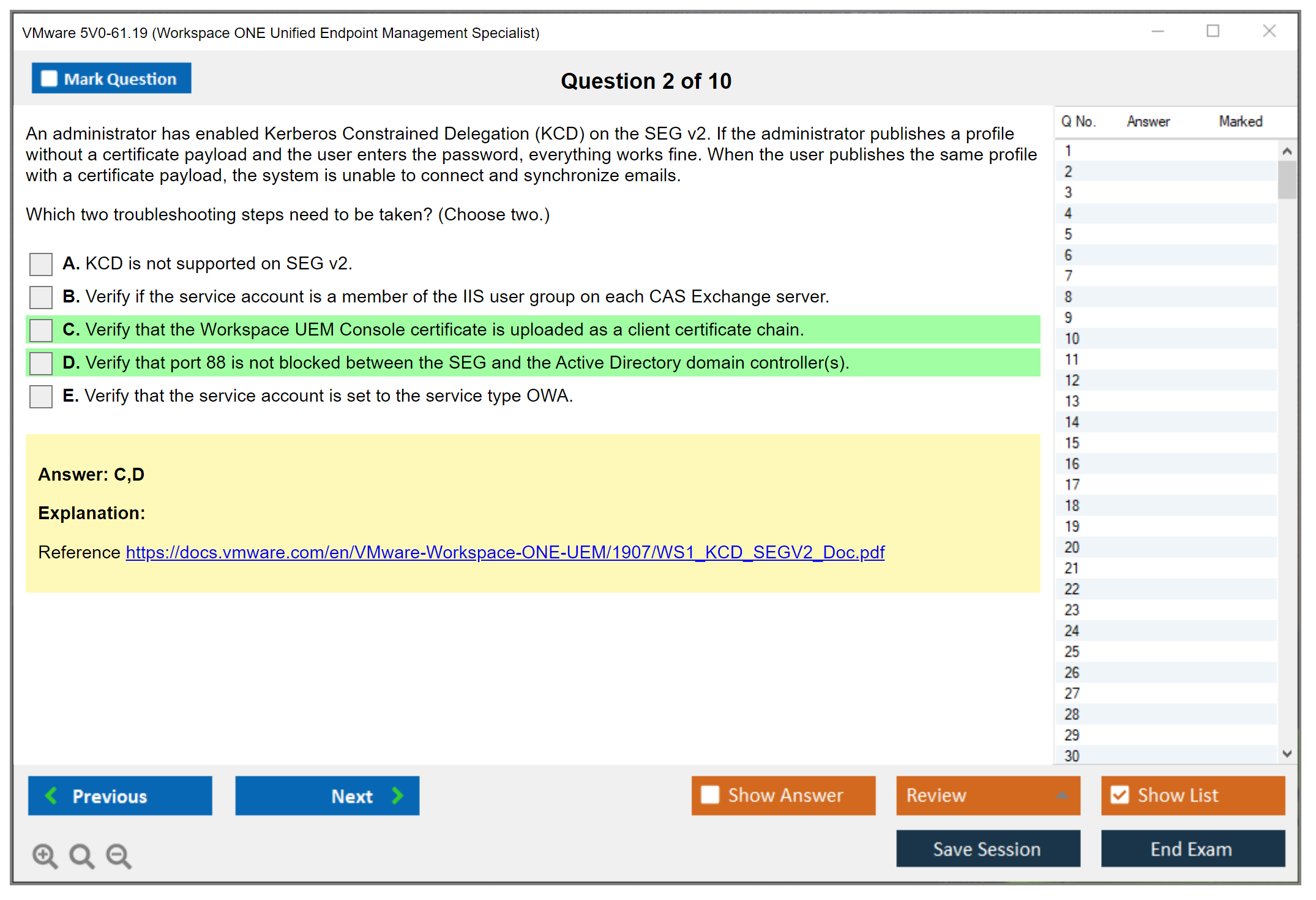 VMware 5V0-61.19 Workspace ONE Unified Endpoint Management Specialist Practice test exam simulator test engine exam dumps questions answers Image 2
