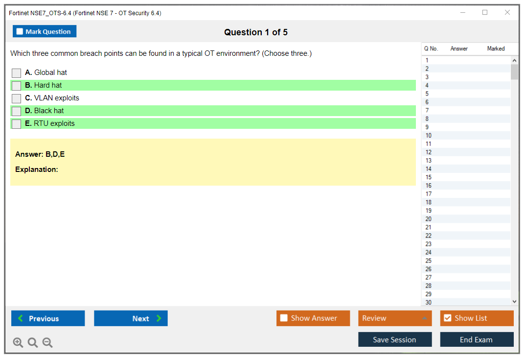 Fortinet NSE7_OTS-6.4 Fortinet NSE 7 - OT Security 6.4 Practice test exam simulator test engine exam dumps questions answers Image 1