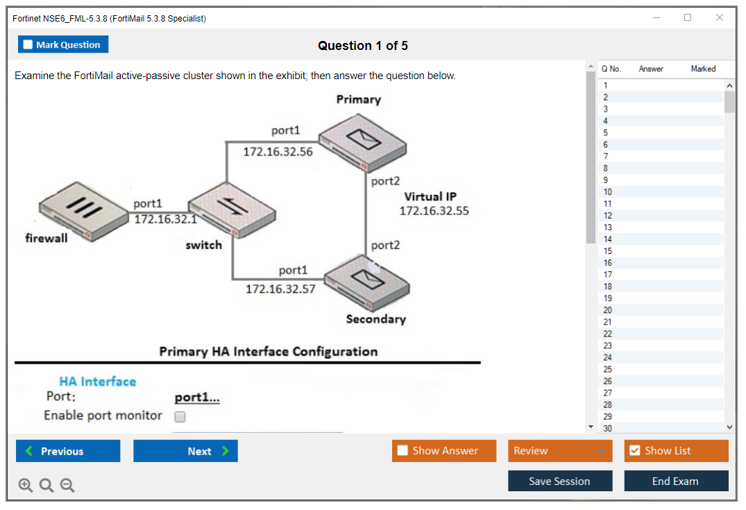 Fortinet NSE6_FML-5.3.8 FortiMail 5.3.8 Specialist Practice test exam simulator test engine exam dumps questions answers Image 1