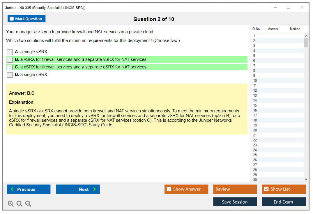 Juniper JN0-335 Security, Specialist (JNCIS-SEC) Practice test exam simulator test engine exam dumps questions answers Image 2