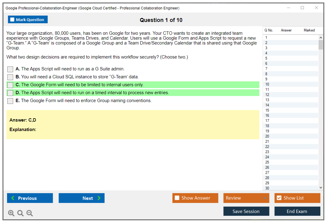 Google Professional-Collaboration-Engineer Google Cloud Certified - Professional Collaboration Engineer Practice test exam simulator test engine exam dumps questions answers Image 1