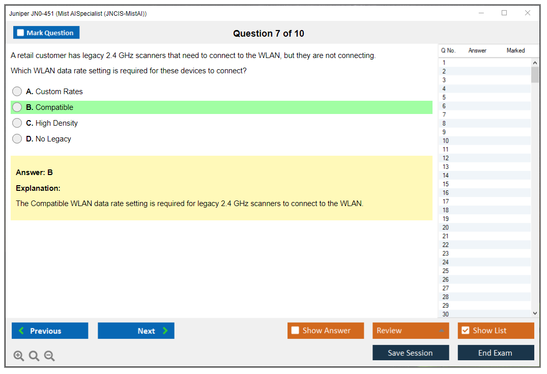 Juniper JN0-451 Mist AI - Specialist (JNCIS-MistAI) Practice test exam simulator test engine exam dumps questions answers Image 7