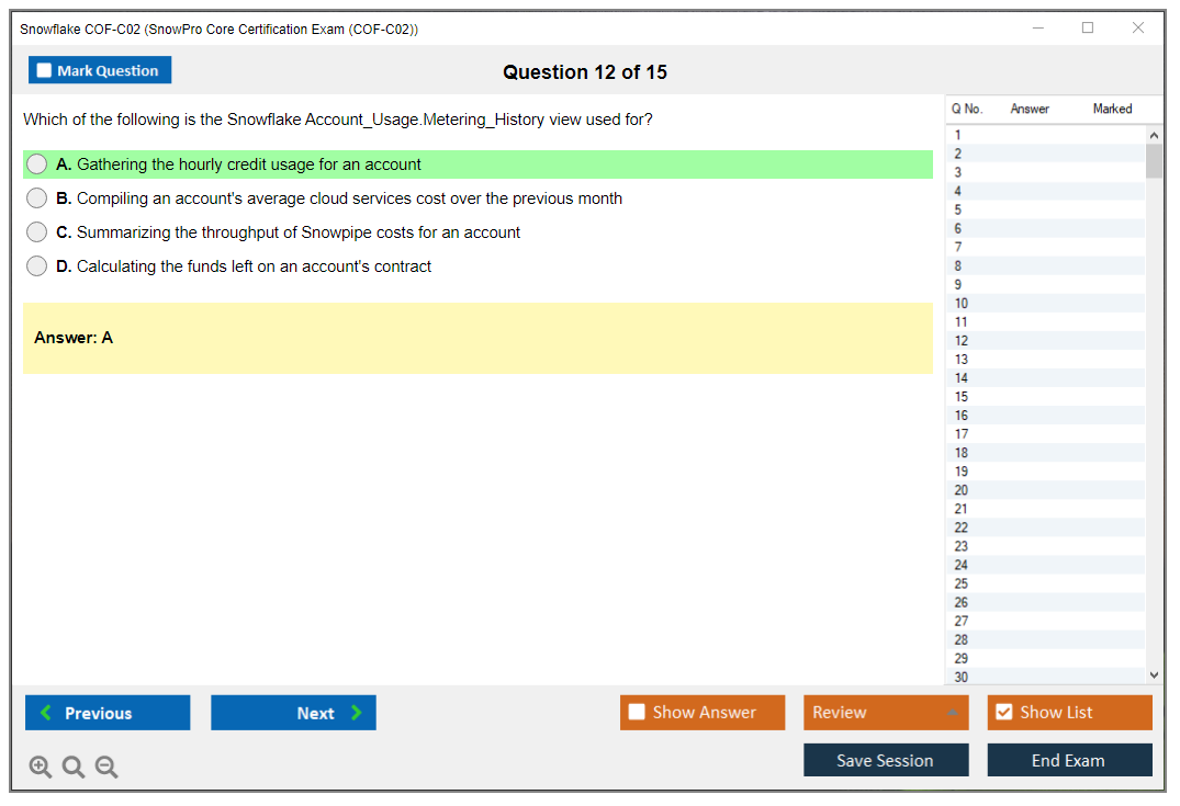 Snowflake COF-C02 SnowPro Core Certification Exam Practice test exam simulator test engine exam dumps questions answers Image 12