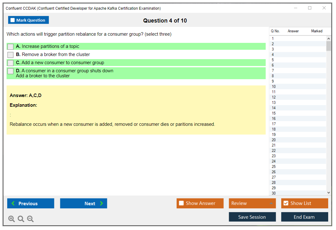 Confluent CCDAK Confluent Certified Developer for Apache Kafka Certification Examination Practice test exam simulator test engine exam dumps questions answers Image 4