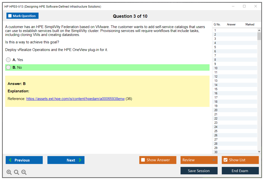 HP HPE0-V13 Designing HPE Software-Defined Infrastructure Solutions Practice test exam simulator test engine exam dumps questions answers Image 3