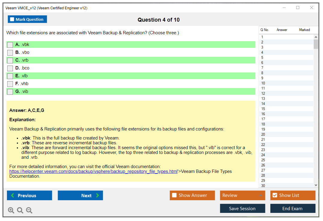 Veeam VMCE_v12 Veeam Certified Engineer v12 Practice test exam simulator test engine exam dumps questions answers Image 4