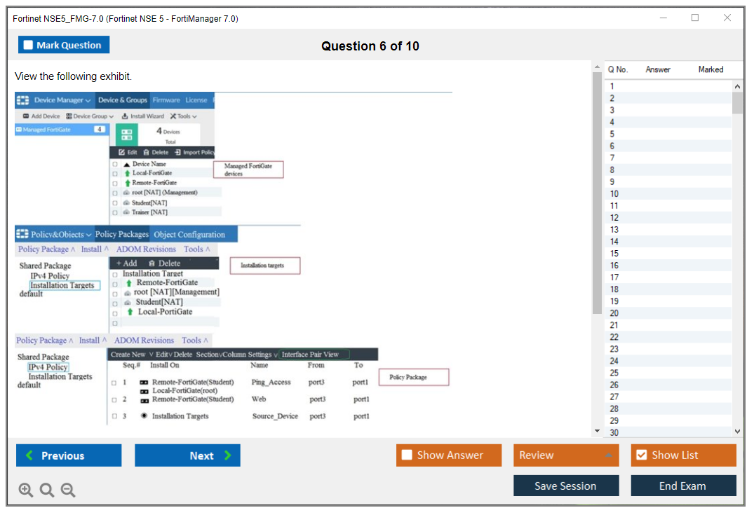 Fortinet NSE5_FMG-7.0 Fortinet NSE 5 - FortiManager 7.0 Practice test exam simulator test engine exam dumps questions answers Image 6