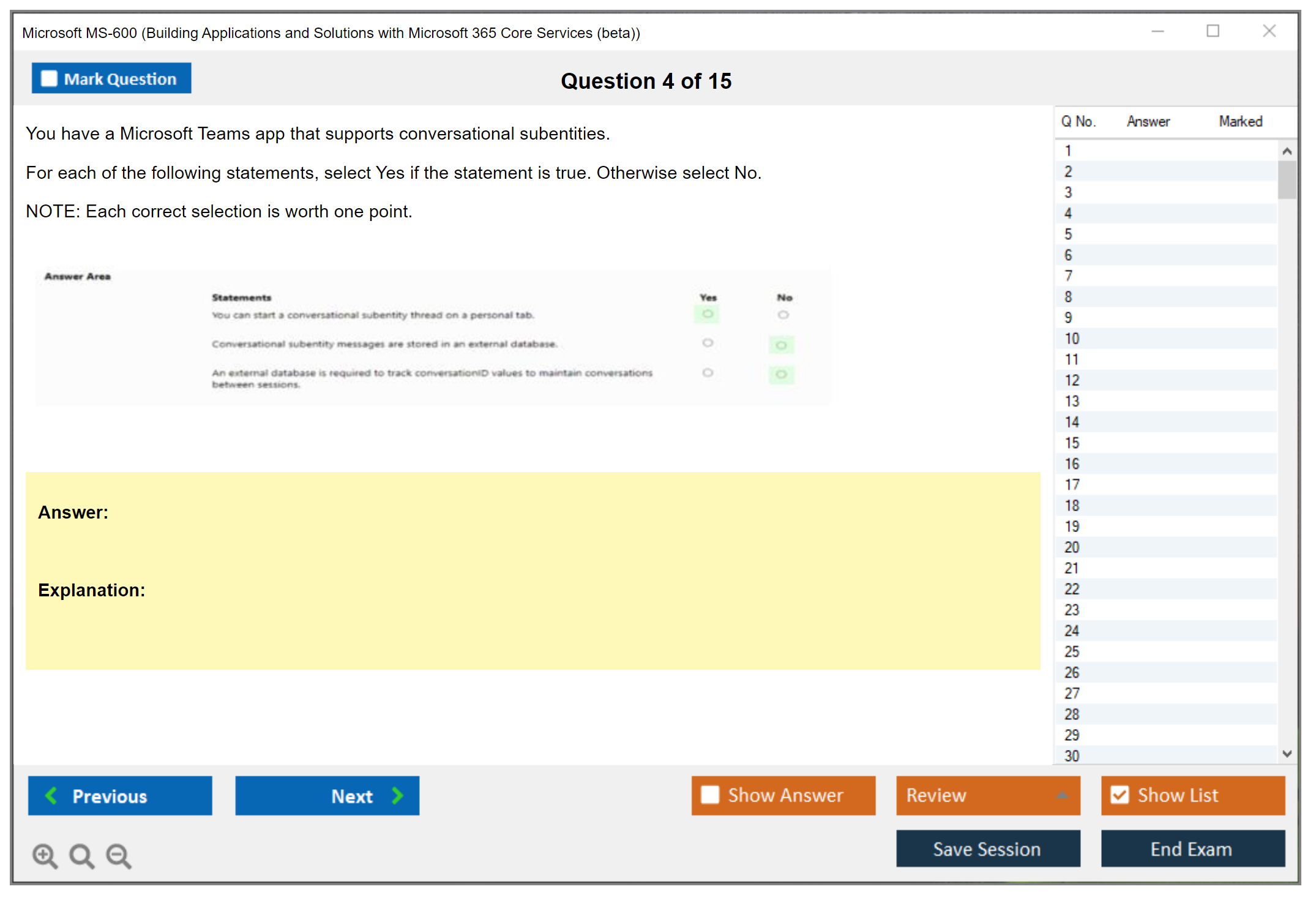 Microsoft MS-600 Building Applications and Solutions with Microsoft 365 Core Services Practice test exam simulator test engine exam dumps questions answers Image 4