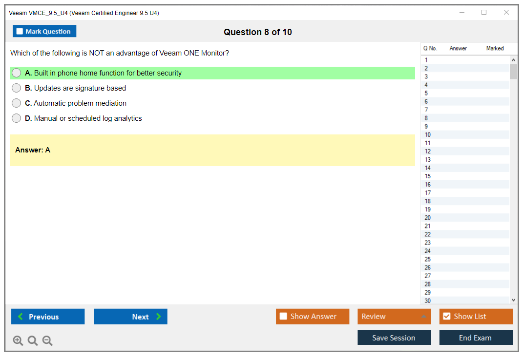 Veeam VMCE_9.5_U4 Veeam Certified Engineer 9.5 U4 Practice test exam simulator test engine exam dumps questions answers Image 8