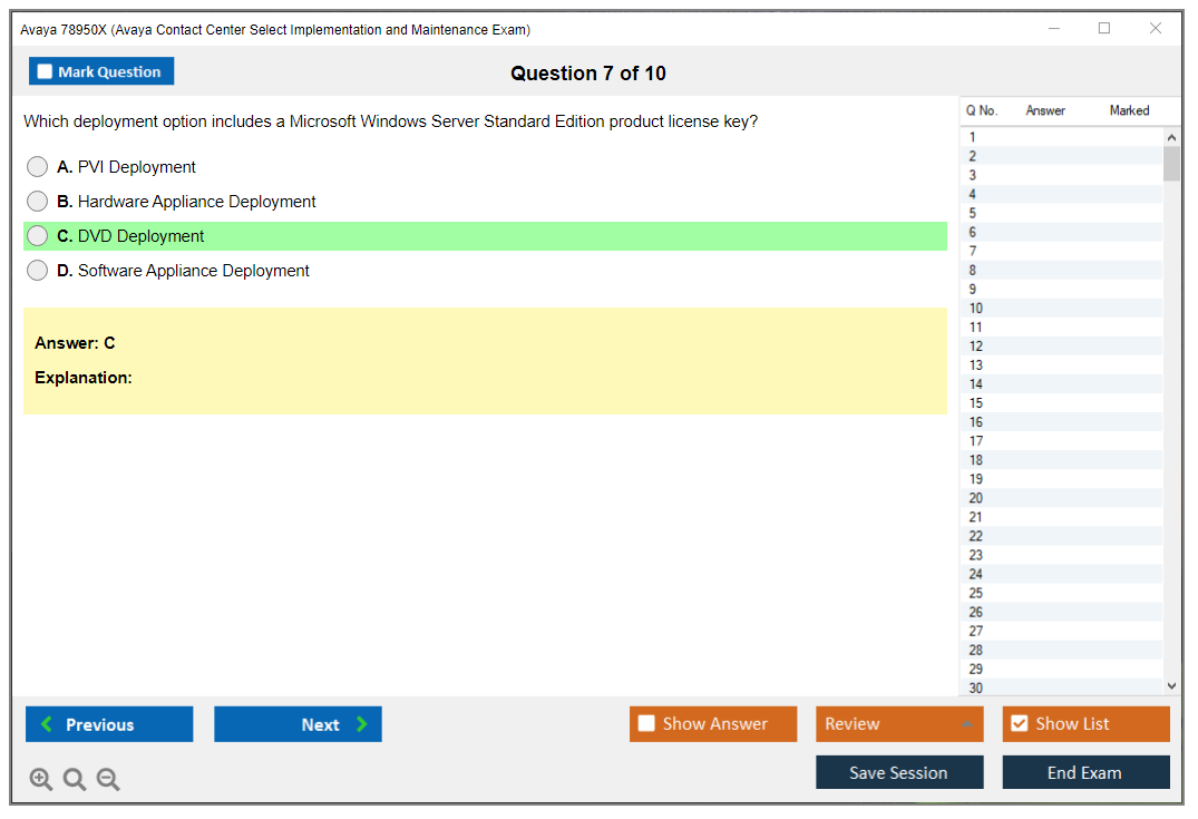 Avaya 78950X Avaya Contact Center Select Implementation and Maintenance Exam Practice test exam simulator test engine exam dumps questions answers Image 7