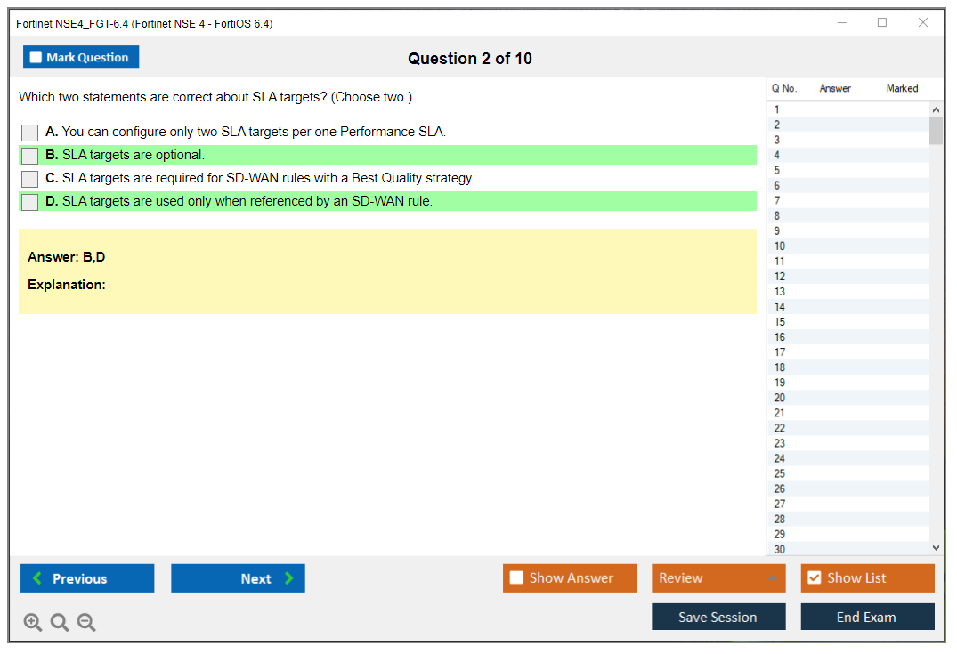 Fortinet NSE4_FGT-6.4 Fortinet NSE 4 - FortiOS 6.4 Practice test exam simulator test engine exam dumps questions answers Image 2