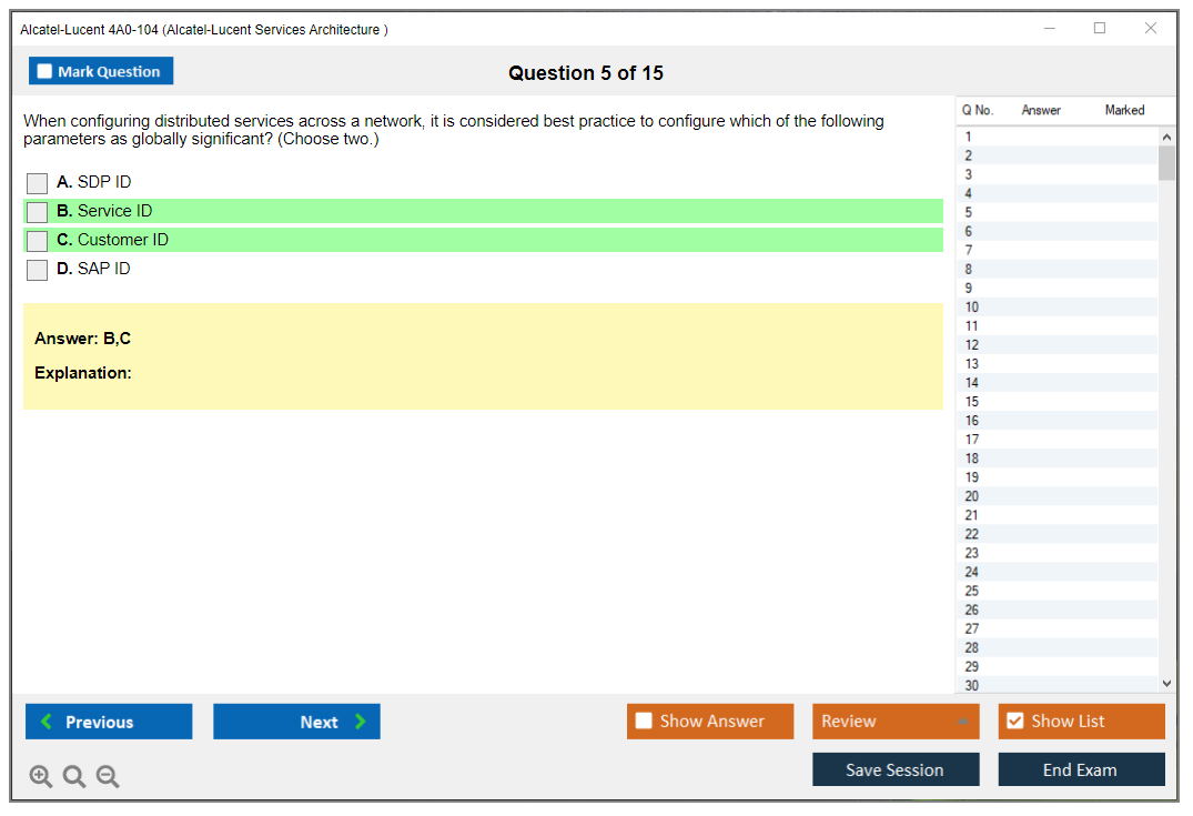 Alcatel-Lucent 4A0-104 Alcatel-Lucent Services Architecture Practice test exam simulator test engine exam dumps questions answers Image 5