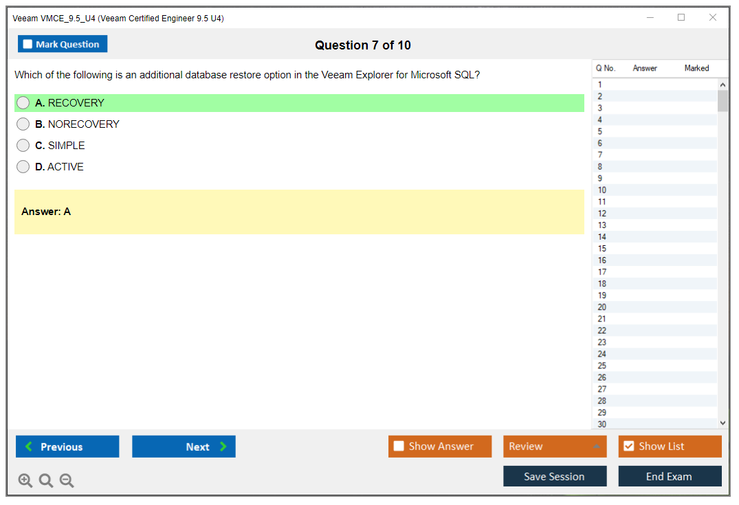 Veeam VMCE_9.5_U4 Veeam Certified Engineer 9.5 U4 Practice test exam simulator test engine exam dumps questions answers Image 7