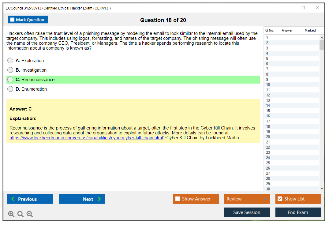 ECCouncil 312-50v13 Certified Ethical Hacker Exam (CEHv13) Practice test exam simulator test engine exam dumps questions answers Image 18