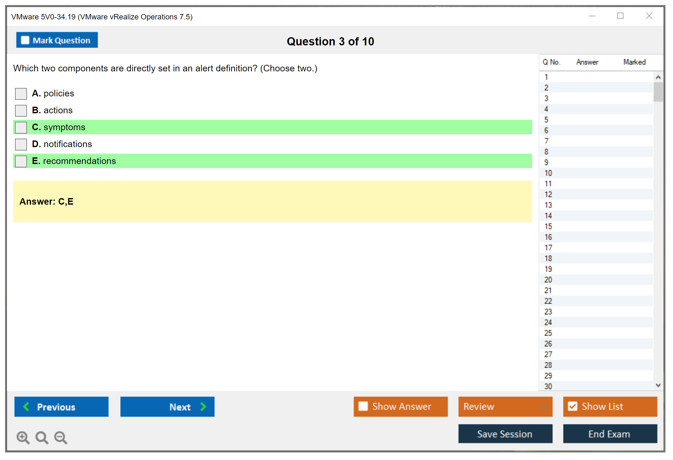VMware 5V0-34.19 VMware vRealize Operations 7.5 Practice test exam simulator test engine exam dumps questions answers Image 3
