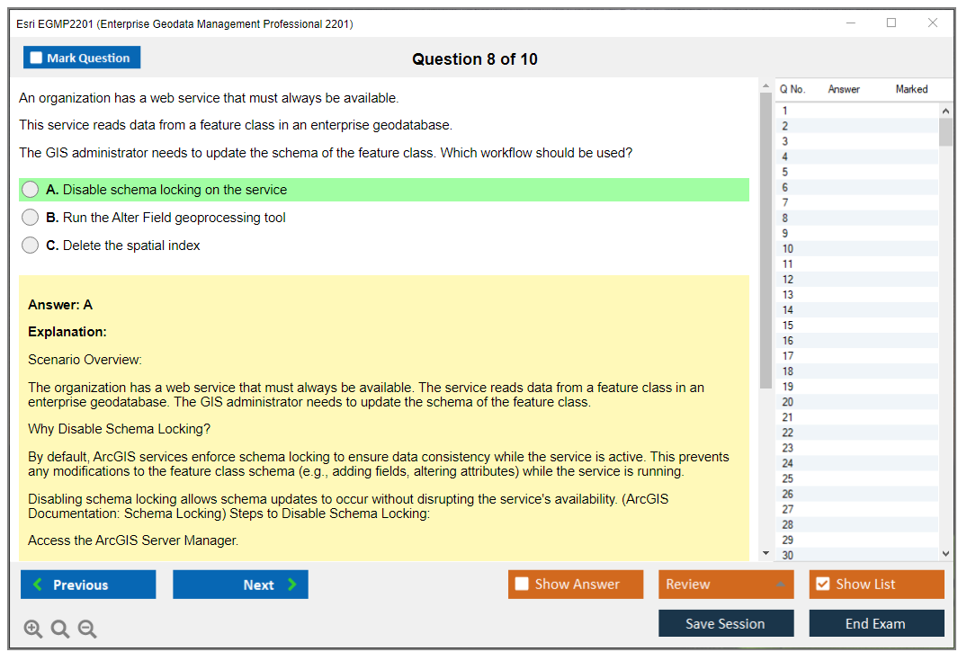 Esri EGMP2201 Enterprise Geodata Management Professional 2201 Practice test exam simulator test engine exam dumps questions answers Image 8