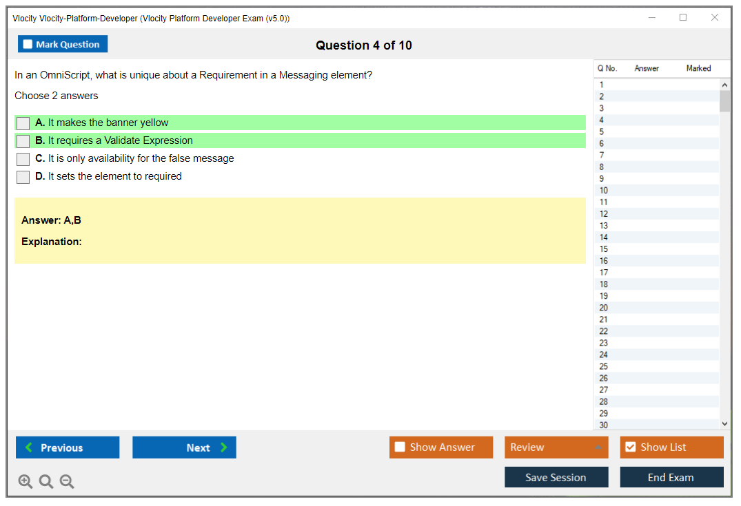 Vlocity Vlocity-Platform-Developer Vlocity Platform Developer Exam (v5.0) Practice test exam simulator test engine exam dumps questions answers Image 4