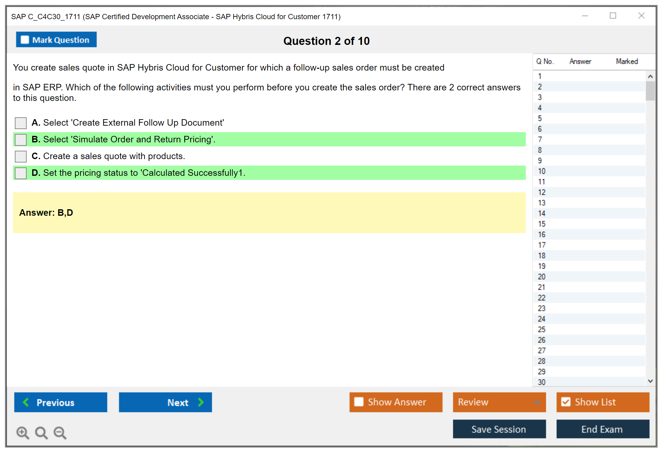 SAP C_C4C30_1711 SAP Certified Development Associate - SAP Hybris Cloud for Customer 1711 Practice test exam simulator test engine exam Prep practice test questions answers Image 2