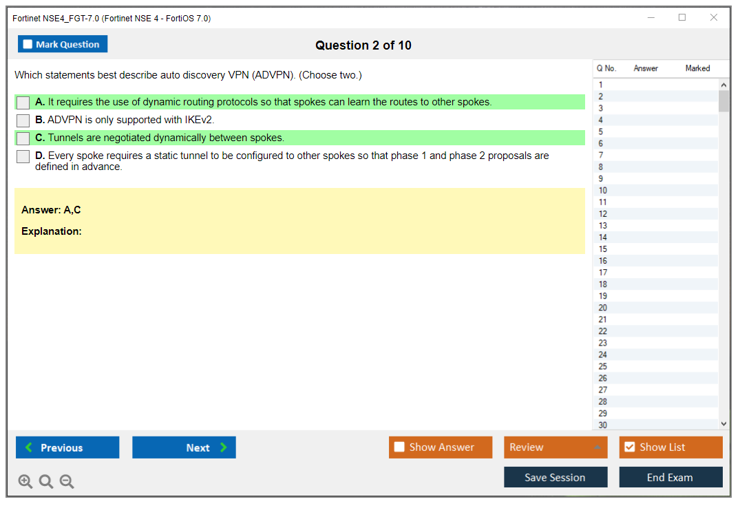 Fortinet NSE4_FGT-7.0 Fortinet NSE 4 - FortiOS 7.0 Practice test exam simulator test engine exam dumps questions answers Image 2