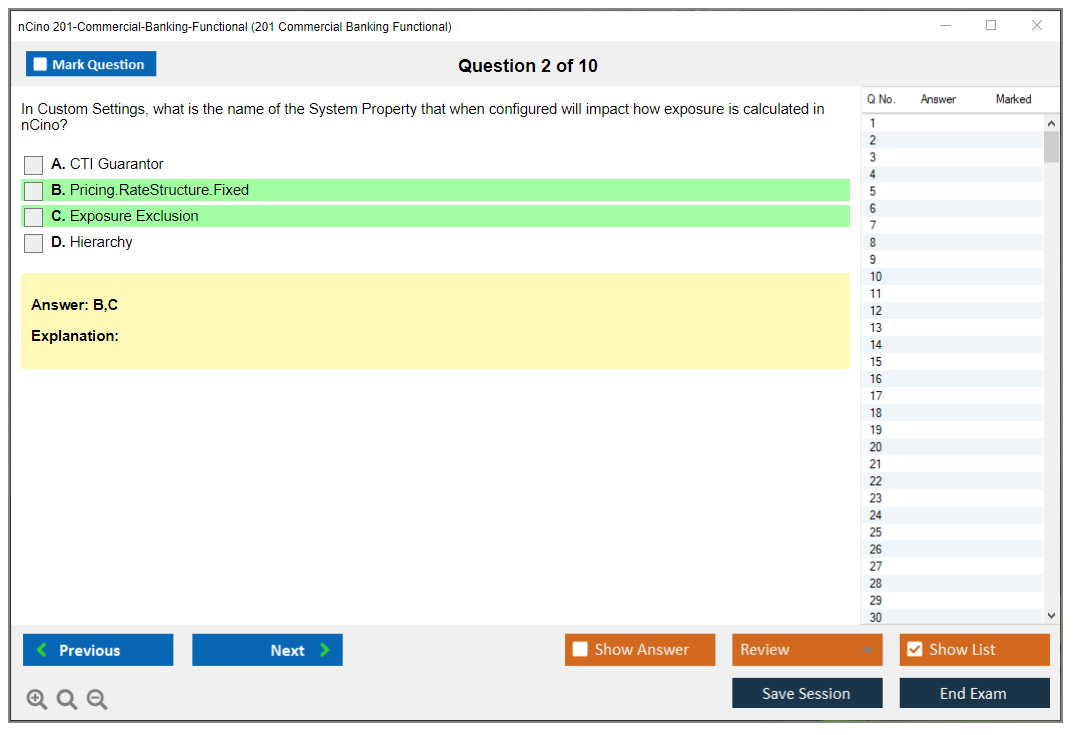 nCino 201-Commercial-Banking-Functional SalesforcenCino 201 Commercial Banking Functional Exam Practice test exam simulator test engine exam dumps questions answers Image 2