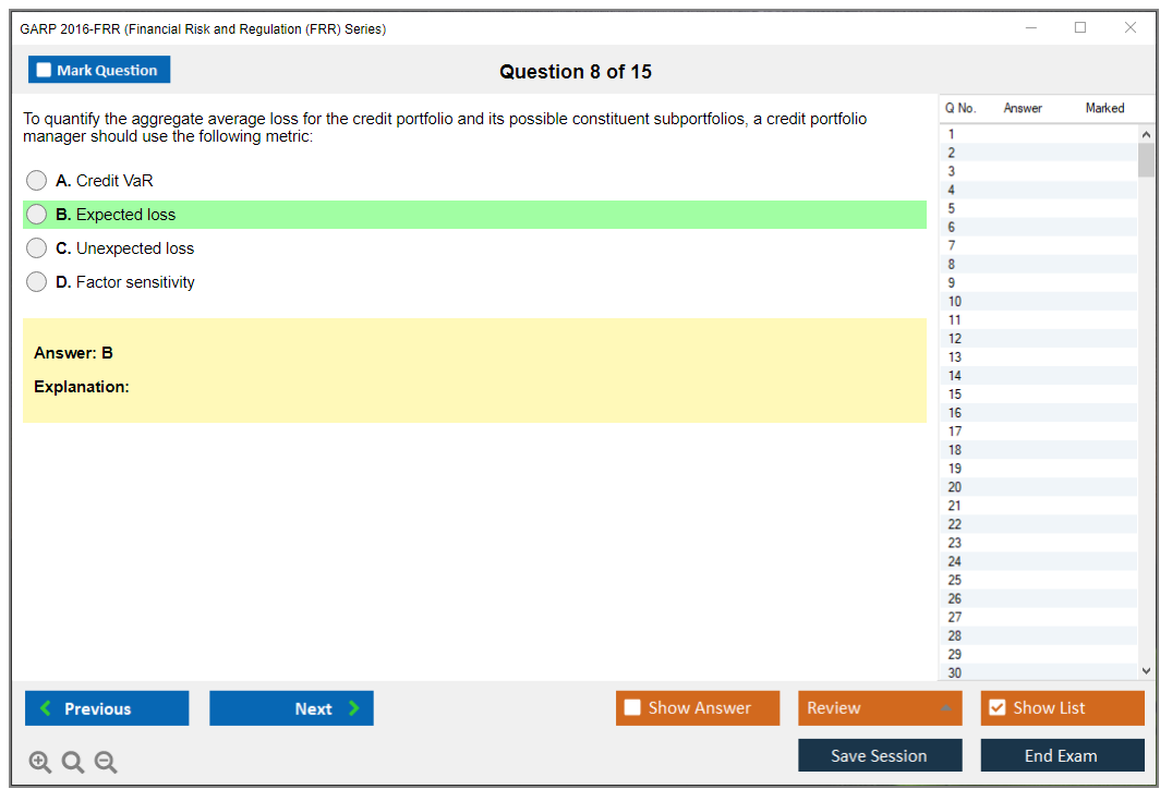 GARP 2016-FRR Financial Risk and Regulation (FRR) Series Practice test exam simulator test engine exam dumps questions answers Image 8