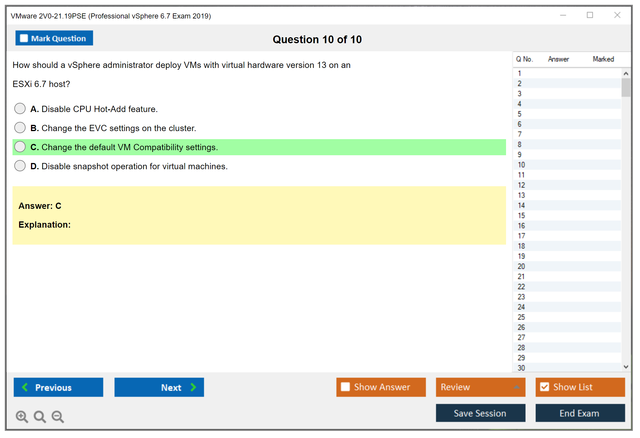 VMware 2V0-21.19PSE Professional vSphere 6.7 Exam 2019 Practice test exam simulator test engine exam dumps questions answers Image 10