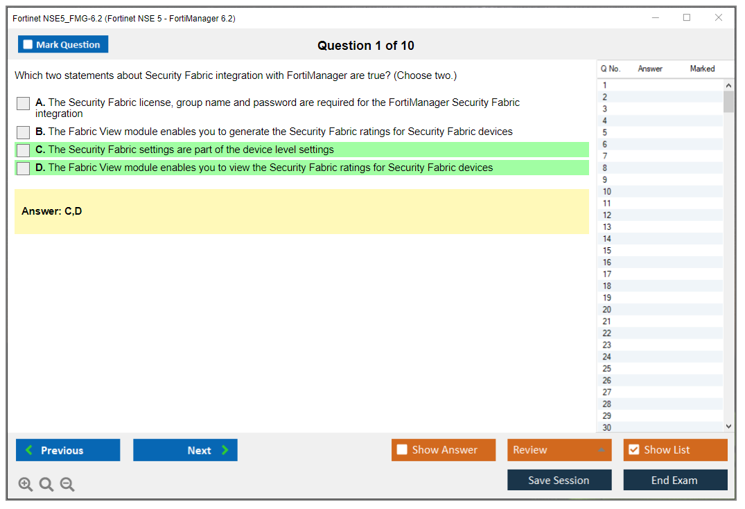 Fortinet NSE5_FMG-6.2 Fortinet NSE 5 - FortiManager 6.2 Practice test exam simulator test engine exam dumps questions answers Image 1