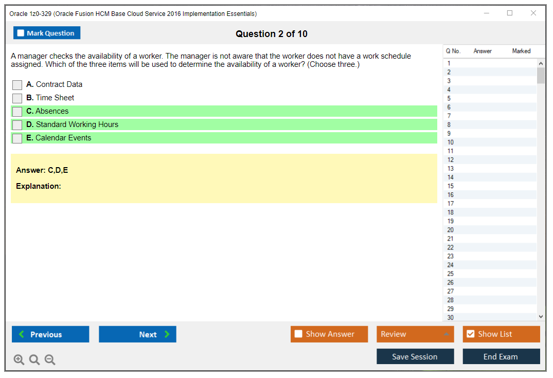 Oracle 1z0-329 Oracle Fusion HCM Base Cloud Service 2016 Implementation Essentials Practice test exam simulator test engine exam dumps questions answers Image 2