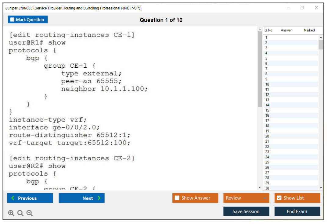 Juniper JN0-663 Service Provider Routing and Switching Professional (JNCIP-SP) Practice test exam simulator test engine exam dumps questions answers Image 1
