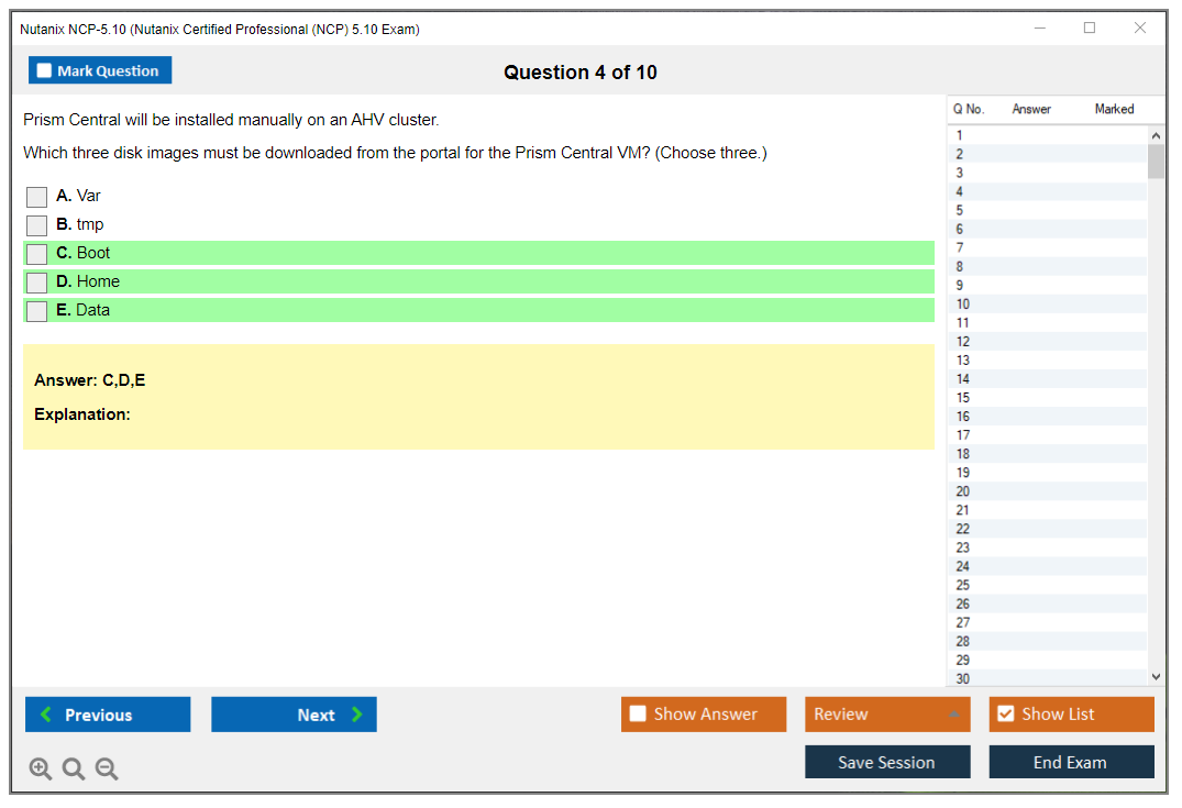 Nutanix NCP-5.10 Nutanix Certified Professional (NCP) 5.10 Exam Practice test exam simulator test engine exam dumps questions answers Image 4