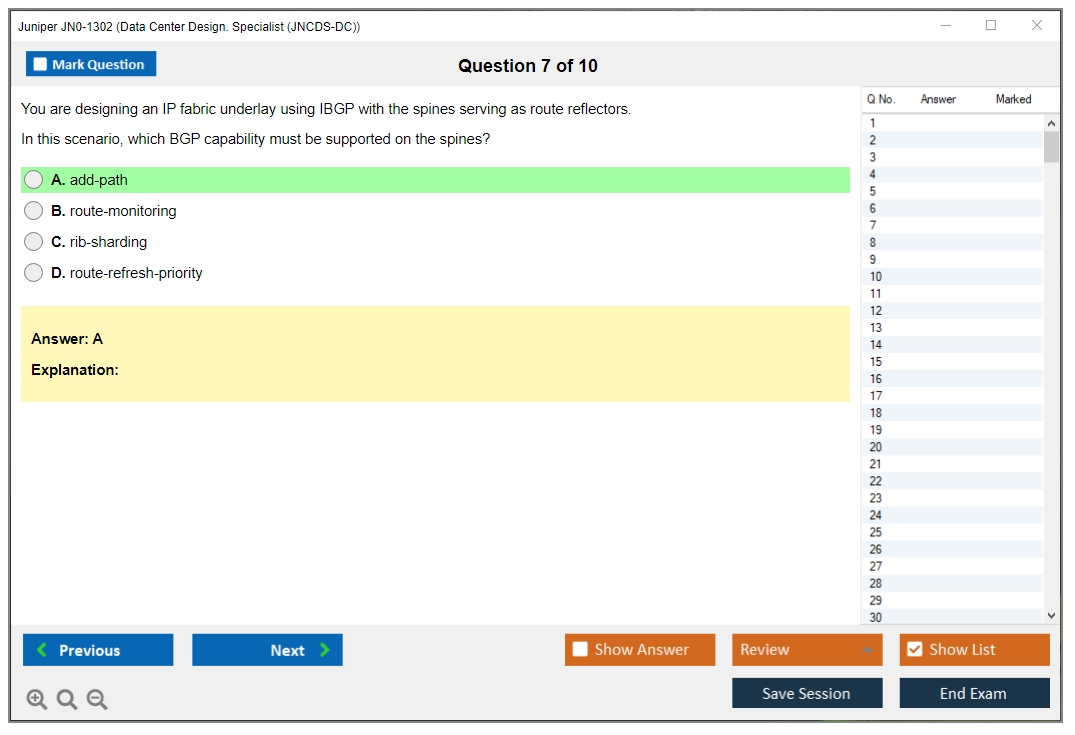 Juniper JN0-1302 Data Center Design. Specialist (JNCDS-DC) Practice test exam simulator test engine exam dumps questions answers Image 7