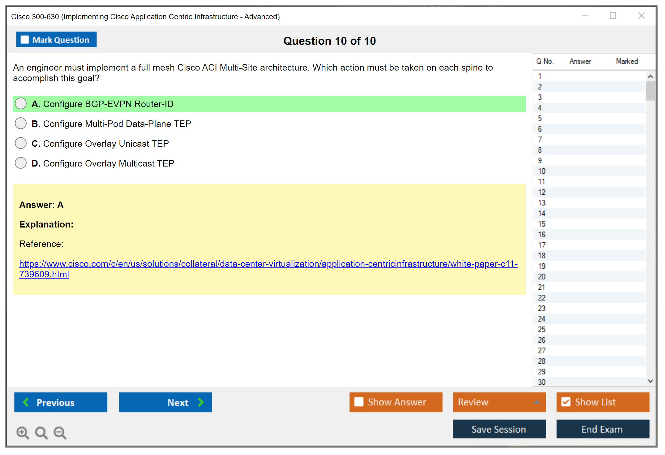 Cisco 300-630 Implementing Cisco Application Centric Infrastructure - Advanced (DCACIA) Practice test exam simulator test engine exam dumps questions answers Image 10