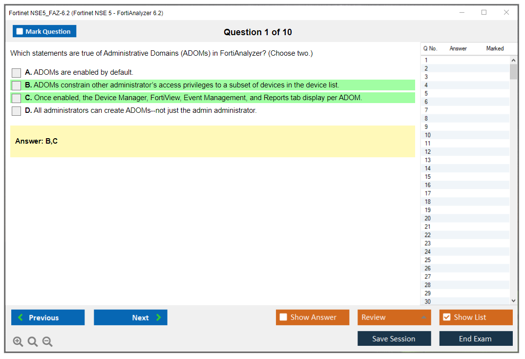 Fortinet NSE5_FAZ-6.2 Fortinet NSE 5 - FortiAnalyzer 6.2 Practice test exam simulator test engine exam dumps questions answers Image 1