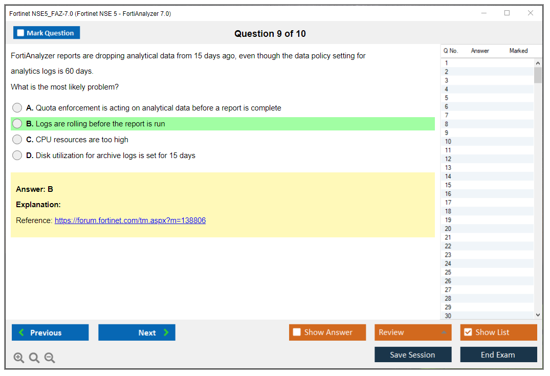 Fortinet NSE5_FAZ-7.0 Fortinet NSE 5 - FortiAnalyzer 7.0 Practice test exam simulator test engine exam dumps questions answers Image 9