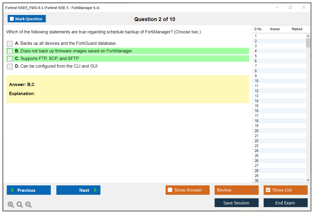 Fortinet NSE5_FMG-6.4 Fortinet NSE 5 - FortiManager 6.4 Practice test exam simulator test engine exam dumps questions answers Image 2